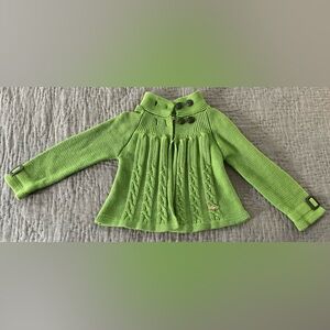 Vintage The Eagle’s Eye Girls Green Knit Cardigan Sweater Size 6 Cotton Acrylic